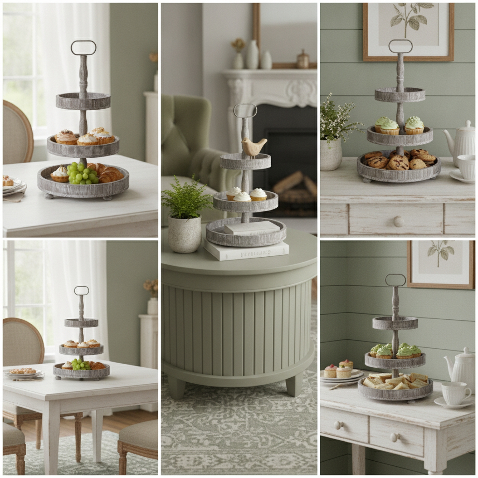 3-Tier Dessert Stand Rustic 3- - Cupcake Stand Tier ulasan dan harga
