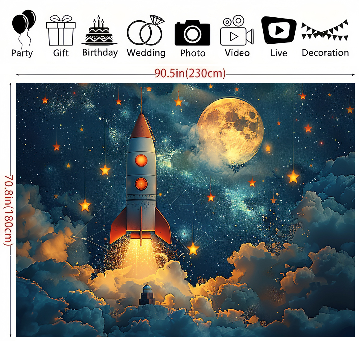 1pc Dreamy Night Sky Rocket Wa - Event Launch Party ulasan dan harga
