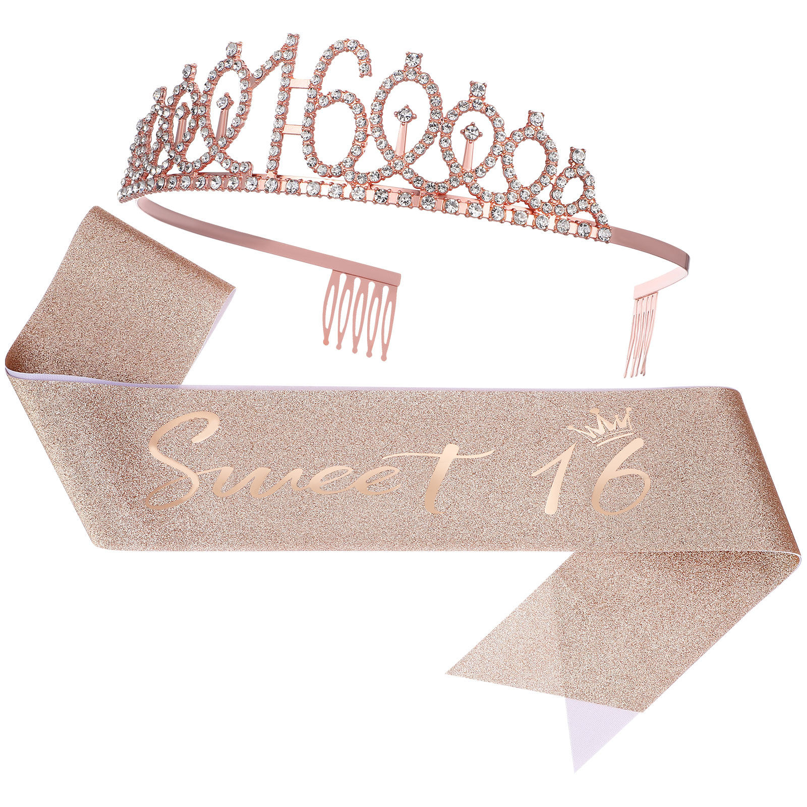 1Set Glittering Birthday Tiara - Birthday Sash Glitter ulasan dan harga