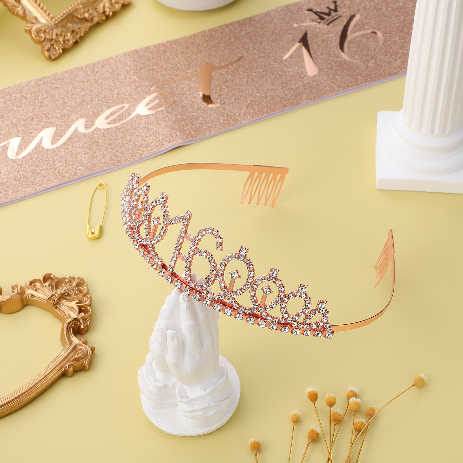 1Set Glittering Birthday Tiara - Birthday Sash Glitter ulasan dan harga